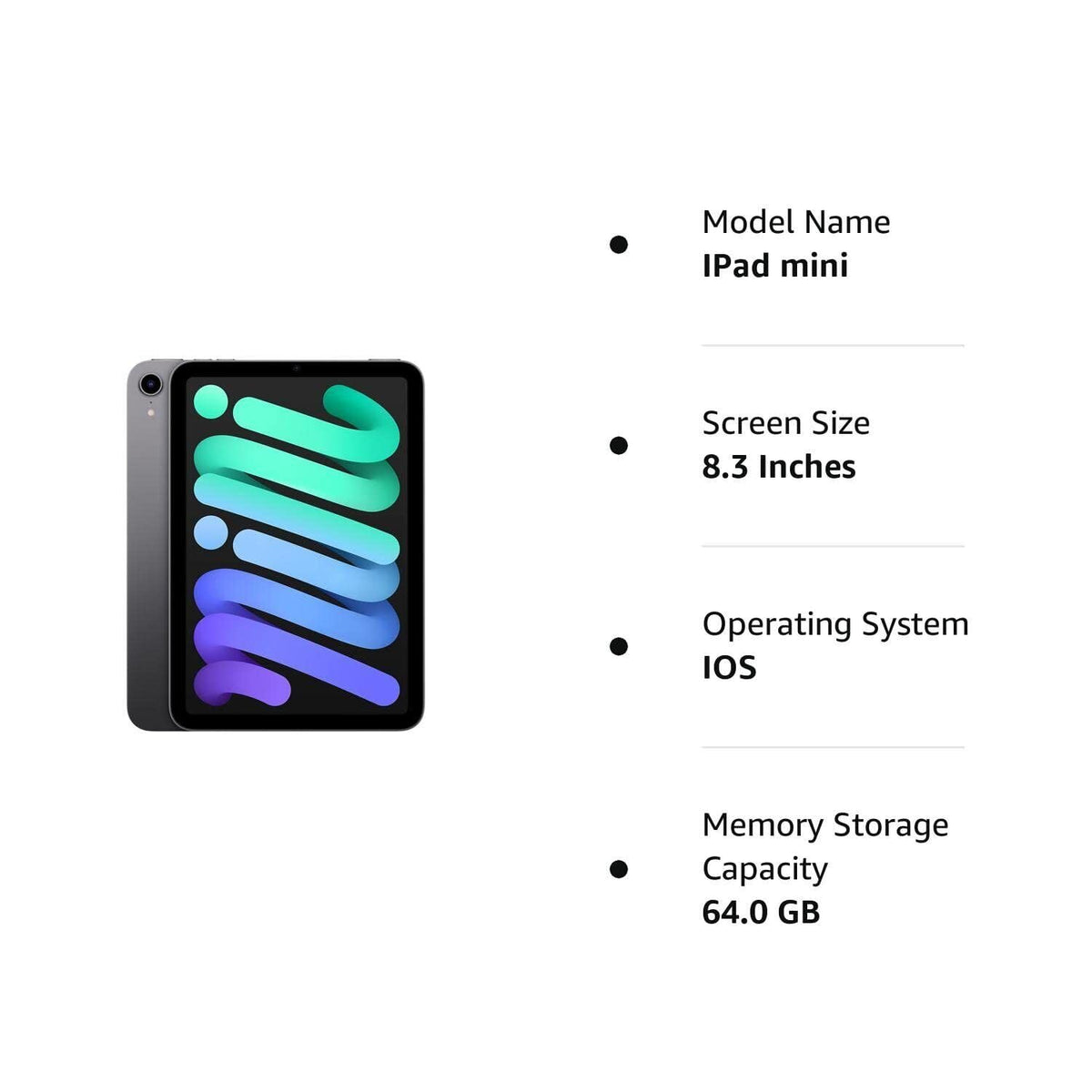 Apple 2021 8.3-inch iPad Mini 6, Wi-Fi, 256GB, Space Gray (Renewed)